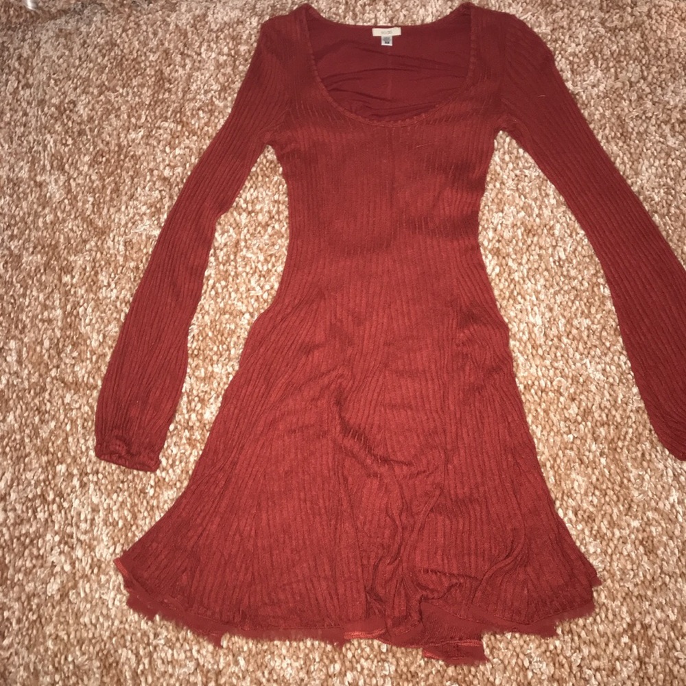 Urban outfitters Red ribbed dress long sleeve
